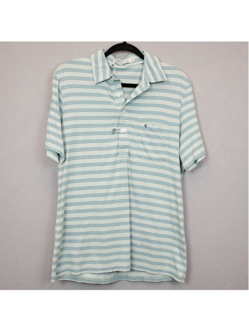 Criquet light blue stripe slim fit polo shirt-M